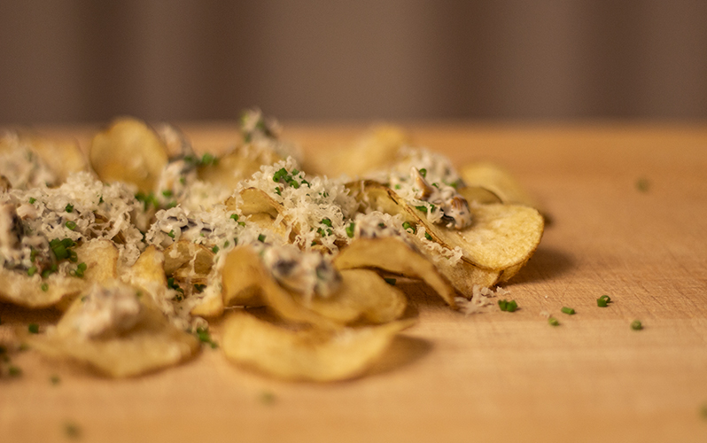 Chips, svamp och västerbottensost