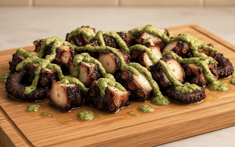 bläckfiskarmar med dragonaioli